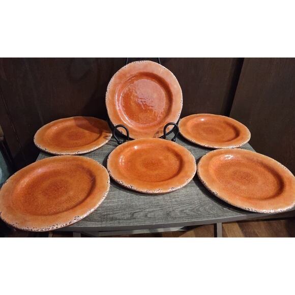Pier 1 Carmelo Dessert Salad Appetizer Plate Melamine 9" orange Lot of 6 muted - Picture 1 of 4